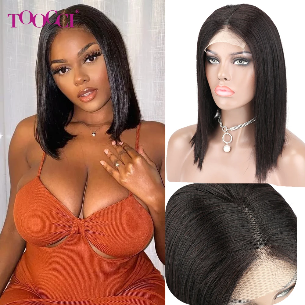

Central Part Bob Wigs Brazilian Pre-Plucked 4x4 Lace Wig Short Bob Human Hair Lace Frontal Wig Straight Human Hair Wig for Women