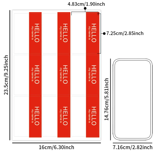Adesivi "Hello My Name Is" - 50 Pezzi 10,5x7,4 Cm, Carta Premium, Per Feste E Riunioni
