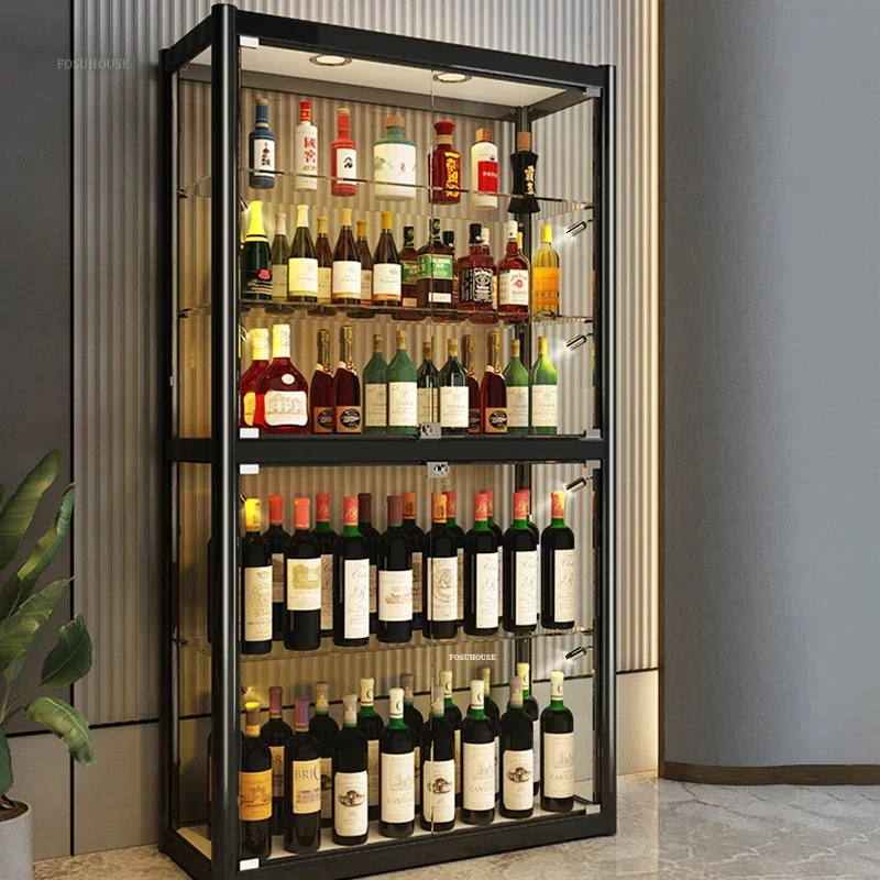Simple Wine Cabinet Display Cabinet Modern Home Living Room Floor-standing Wine Storage Light Luxury Glass Small CabinetZXC