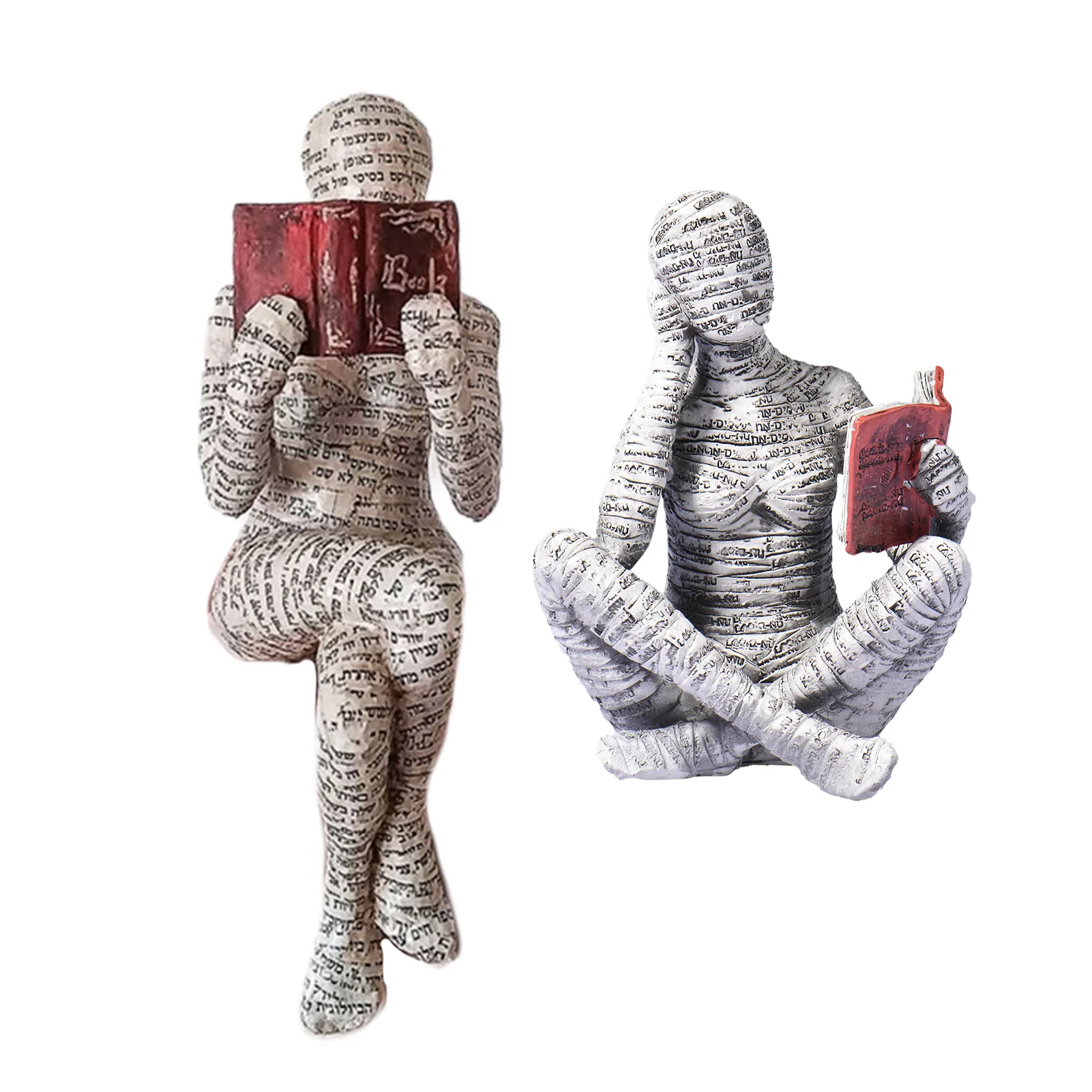 ReadingWomanFigurinePulpBookshelfDecorThinkerStyleResinStatue