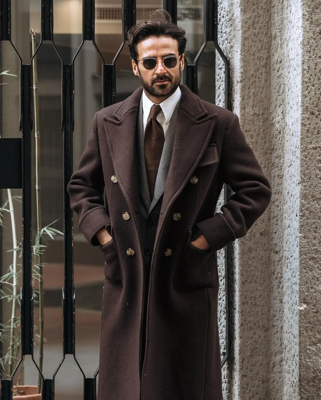 

Woolen Jackets Winter Overcoat For Men Dark Brown Long Double Breasted Coat Man Mens Social Clothing Casual And Elegant 1 Piece