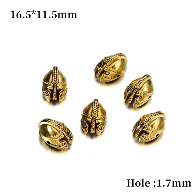 Gold Charm Beads Buddha Sparta leopard Lion Heads Spacer Beads Supplies For Jewelry Finding Making DIY Bracelet