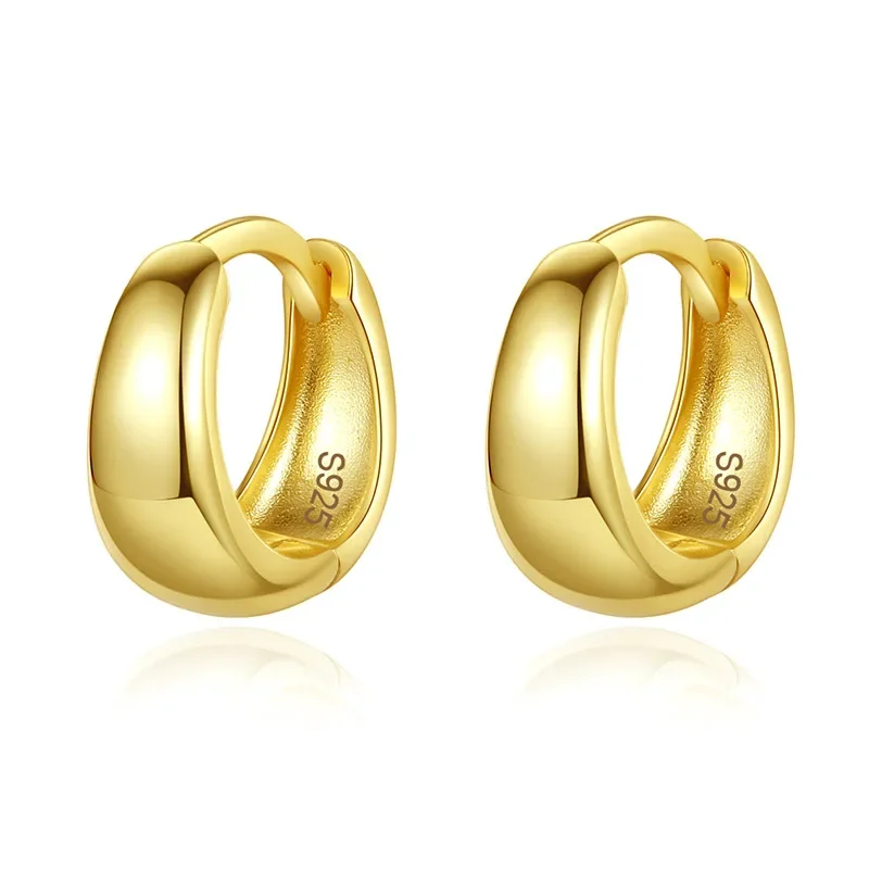 TrustDavis Plata de Ley 925 auténtica pendientes de aro góticos anchos geométricos minimalistas a la moda para mujer joyería para fiesta y boda DA839 - AliExpress