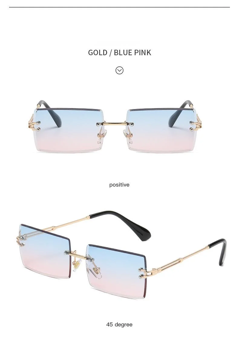 Lunettes de soleil sans cadre, dégradé carré, pièce d'océan, à la mode, pour célébrités d'internet, Photo de rue, nouvelle collection_voghion.com