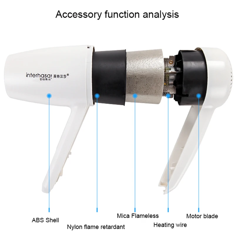 Hair Dryer With Socket Wall Mounted Hot Wind Low Noise for Bathroom Toilet