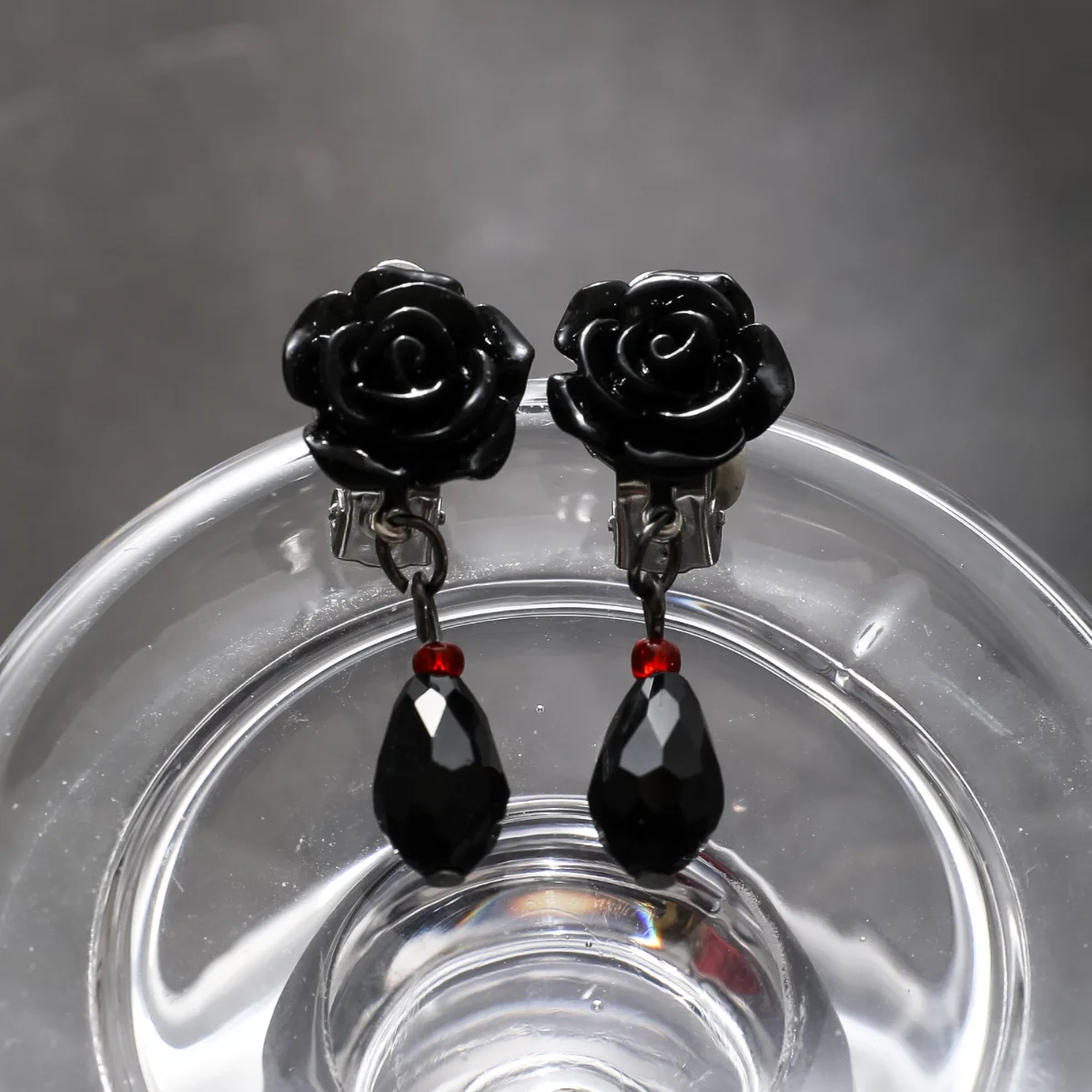 Ear Clip Earrings Gothic Punk Style Black Rose Clip Earrings for Women Cool Personality No Piercing Earrings Fashion Jewelry Accessories Gifts ear clip earrings,clip earrings,ear clip