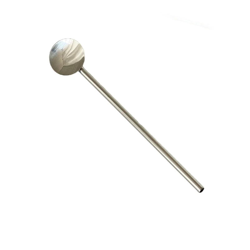 Stainless Steel Straw Spoon Cherry Blossom Straws Dual-purpose Straw Spoons Cocktail Stirring Spoon Bar Kitchen Accessories