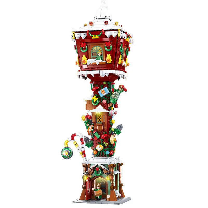 

2023 NEW Blocks Street Light House Merry Christmas Santa's Visit Tree House Snowman Dwarf Deer Building Bricks Toy For Gift