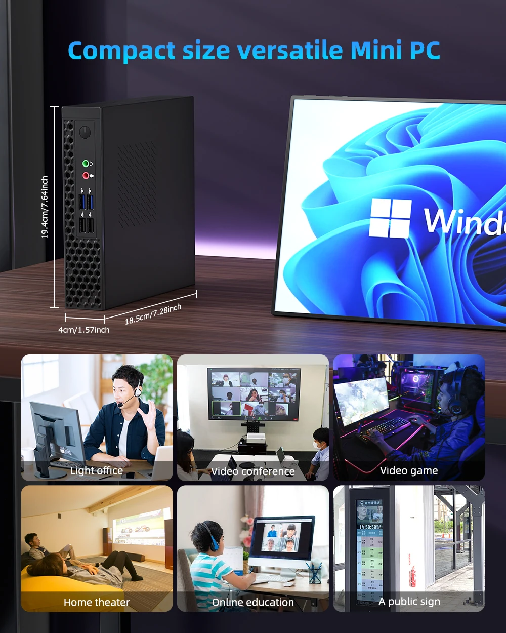 ZXIPC Mini PC Intel i5-13500H AMD R5-6600H DDR5 AMD R7 5800H Doppio Display 4K HD DDR5 NVMe WIFI6 Mini Desktop Aziendale Gaming Com - Image 3