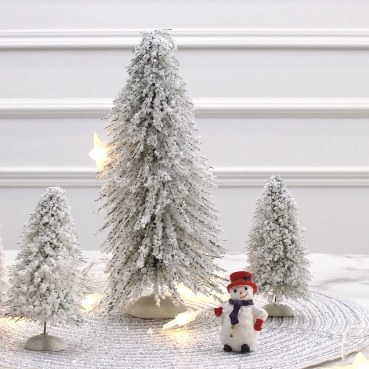 Petit arbre de noël en sapin de neige, Mini cryptage, décorations de