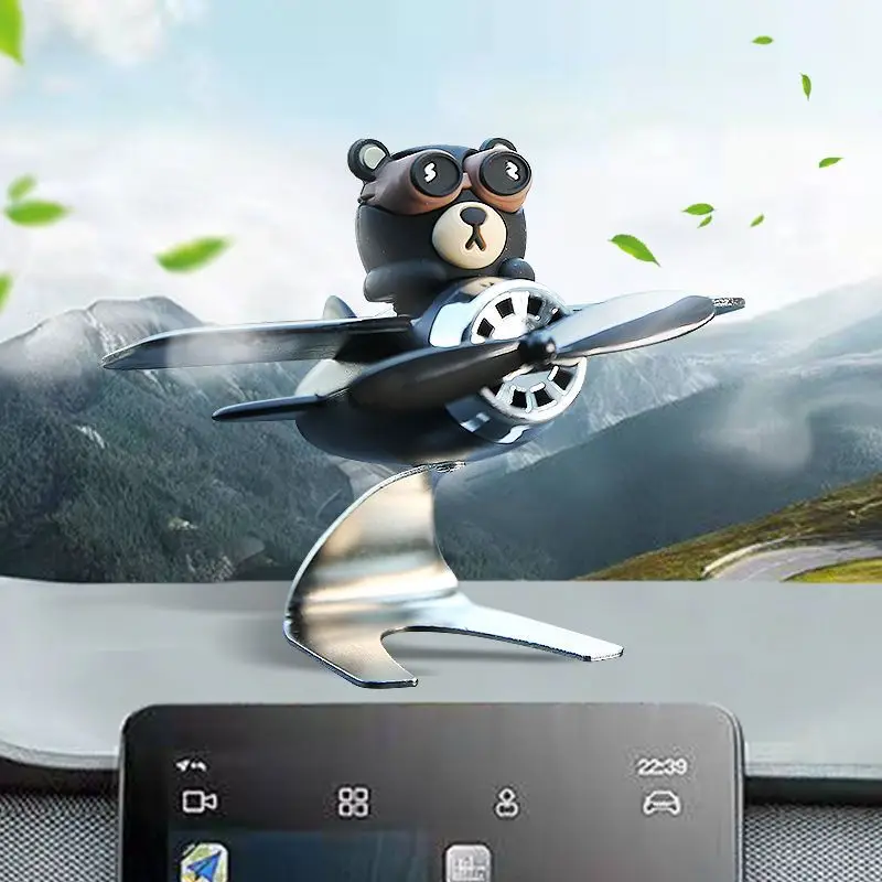 

Car Mounted Perfume Aircraft Solar Powered Car Interior Aromatherapy Central Console Ornaments Bear Astronaut Air Outlet Decor