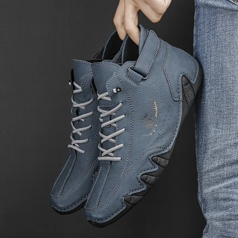 Ankle Leather Boots Men Fashion High Top Casual Shoes Handmade Botines Hombre Botte Homme Plus Big Size 48 49 50