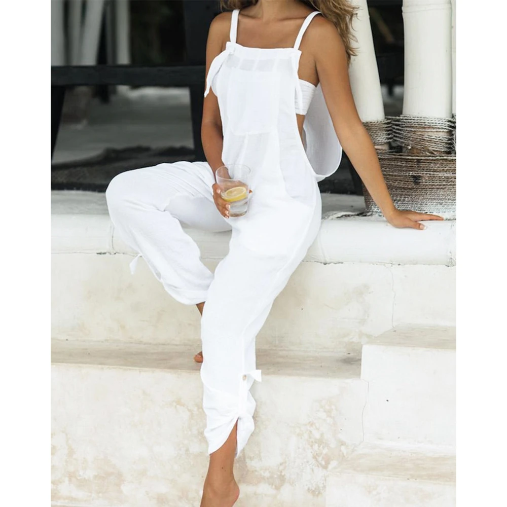 Women Sexy Square Neck Pocket Design Ruched Jumpsuit Summer Female Solid Ruched Overalls One-pieces Casual Outfits Elegant y2k