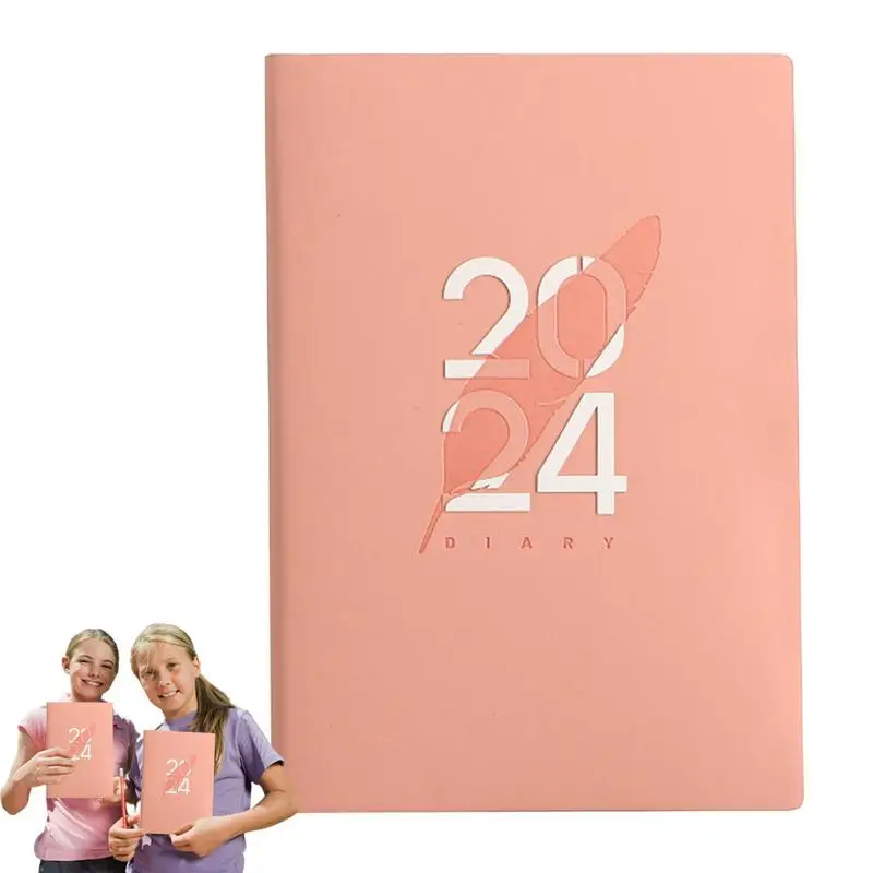 

Студенческий планировщик 2024 на страницу с января 2024 года по декабрь 2024, ежедневник для повышения производительности молочных продуктов с ежемесячными таблерами, ежечасный дневник