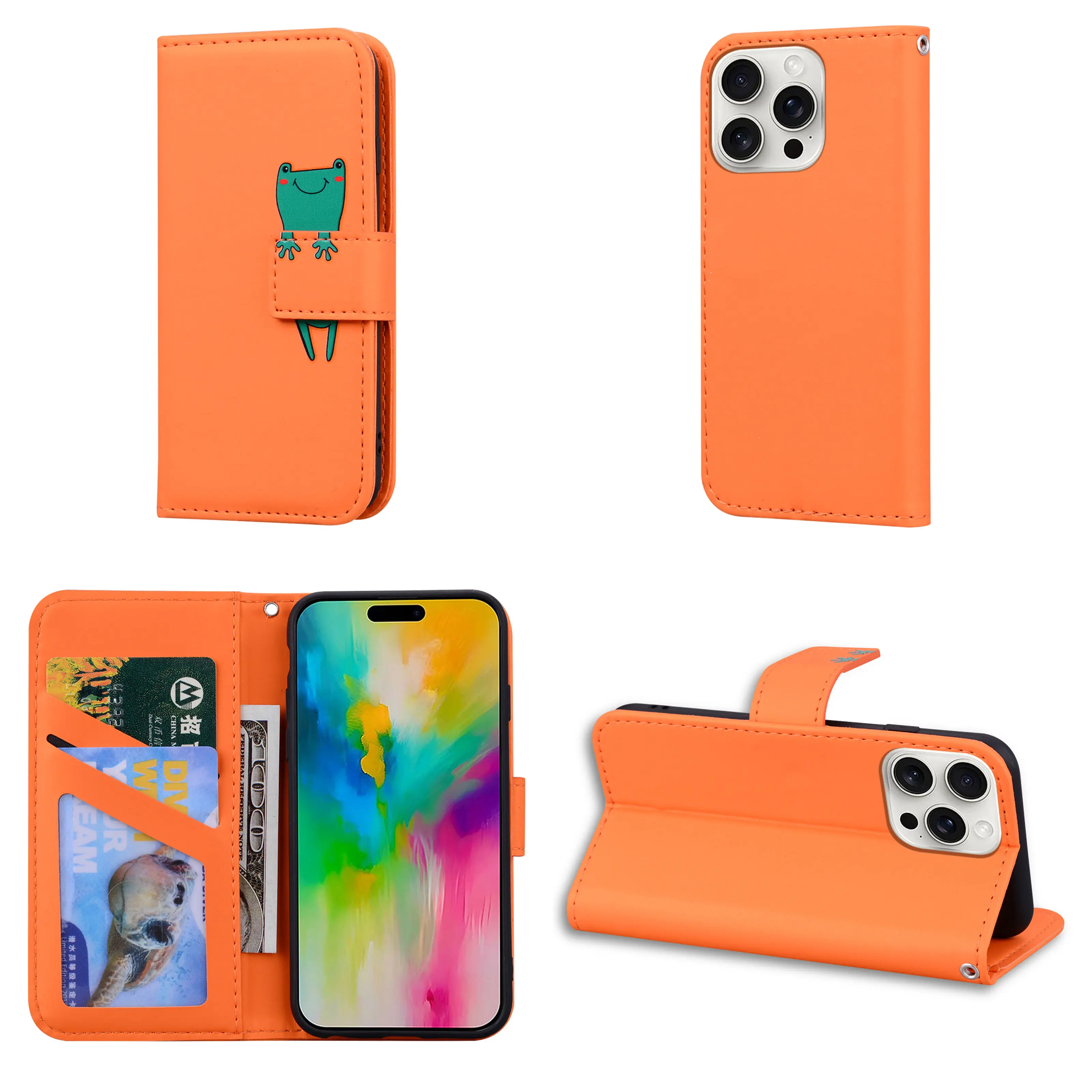 Magnetic Leather Wallet Case with Shockproof Cartoon Design and Flip Cover