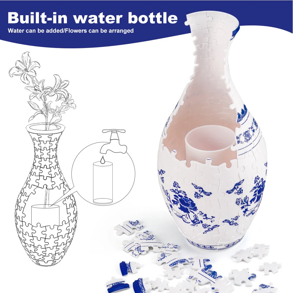 Porcelain Design Plastic Vase 3D Puzzle Vases 160 Pieces Puzzles Vase DIY Unique Flower Vase for Adults Housewarning Gifts 5
