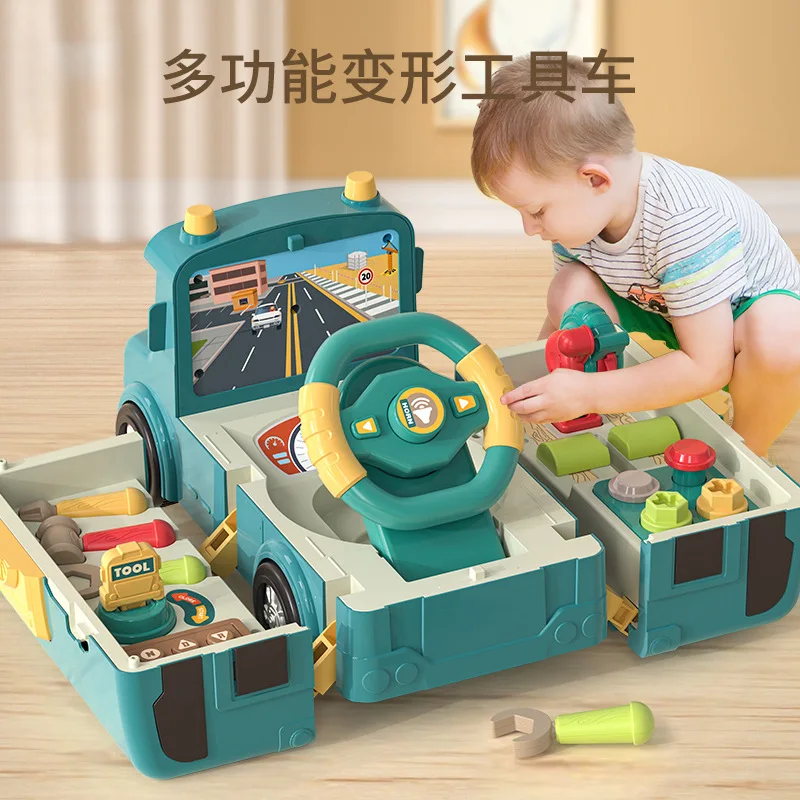 

Kids Bus Toy with Sound Light Simulation Steering Wheel Gear Toy with Music Education Knowledge Simulation Driving Bus Toys Gift