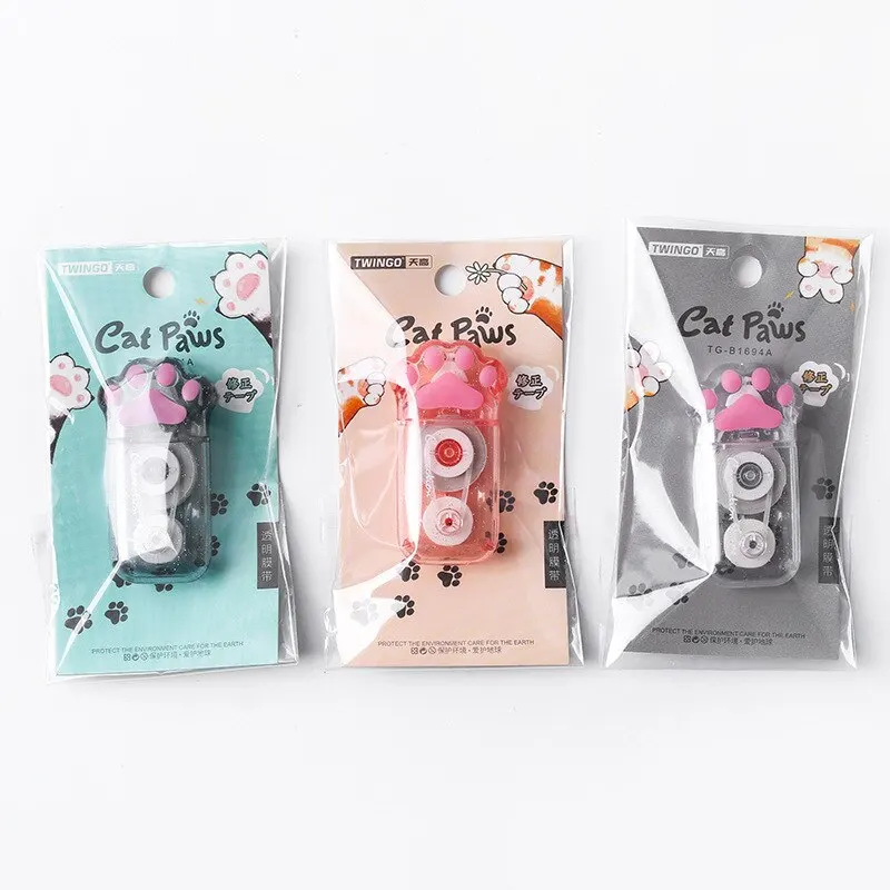 Correction Tape 3Pcs 6m Cat Claw Portable Large Capacity High Value Students Transparent Erasure