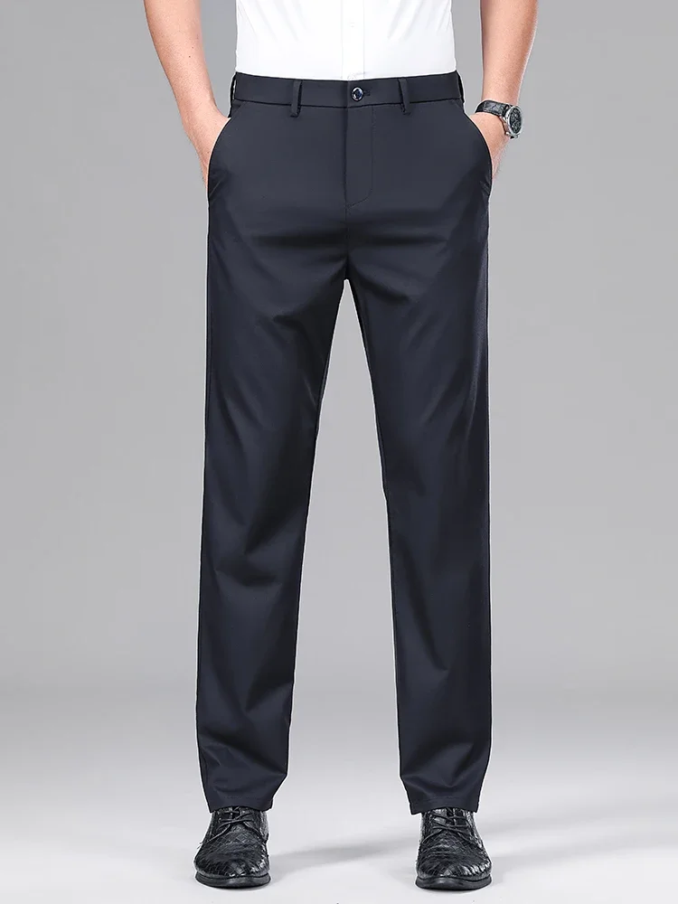 Classic Luxury Men's Mulberry Silk Suit Pants Thin Stretch Slim Fit Comfortable Male Brand Clothing Casual Trousers 6