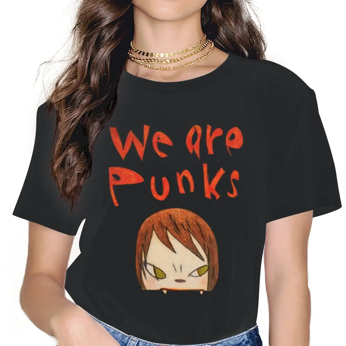 

Винтажная классическая женская футболка с надписью We Are Punks, хлопковая Футболка с круглым вырезом, футболка Yoshitomo Nara с коротким рукавом, одежда для вечеринки