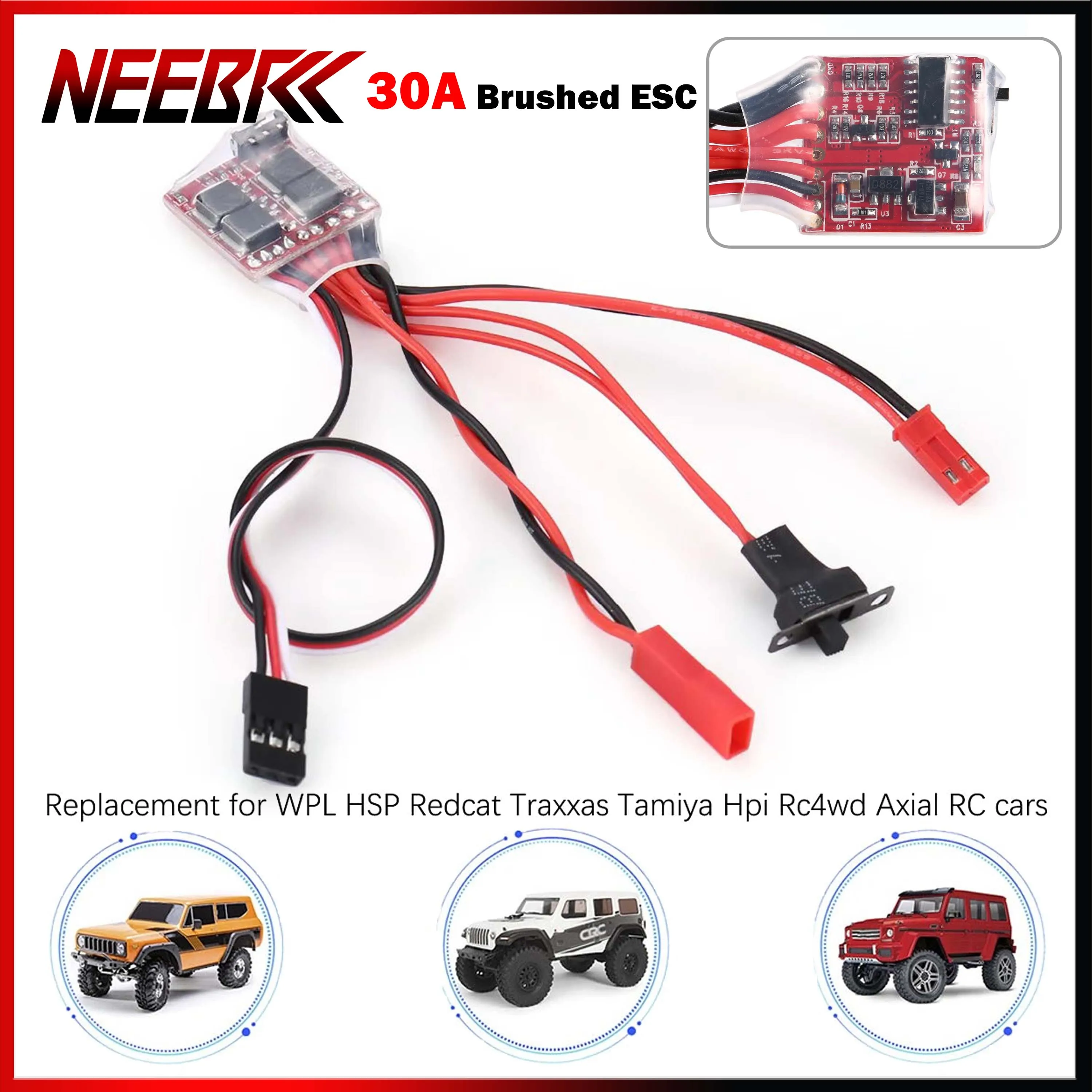 Contrôleur ESC Brossé 30A Avec Frein Pour Modèles RC - Voiture, Bateau, 3-9.4V, Signal PPM, Petit Format