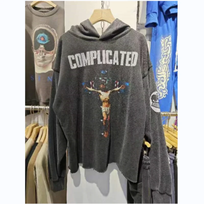 

Wash Water SAINT MICHAEL Hoodie 1:1 Destruction Vintage Men's And Women's Hoodies Hoodies High Quality Loose Casual Coats