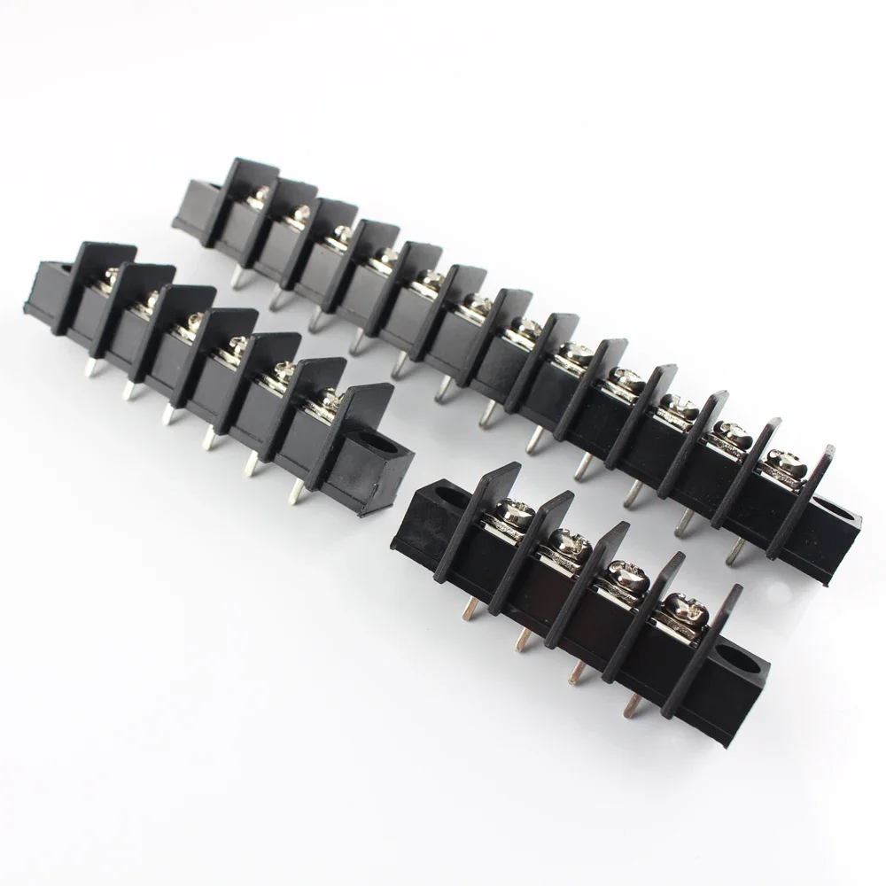 20pcs 9.5mm Pitch 4P 6P 12P 4/6/12 Pin PCS Barrier Terminal Block Cable Connector With Screw Hole Black 300V 25A 22-12AWG