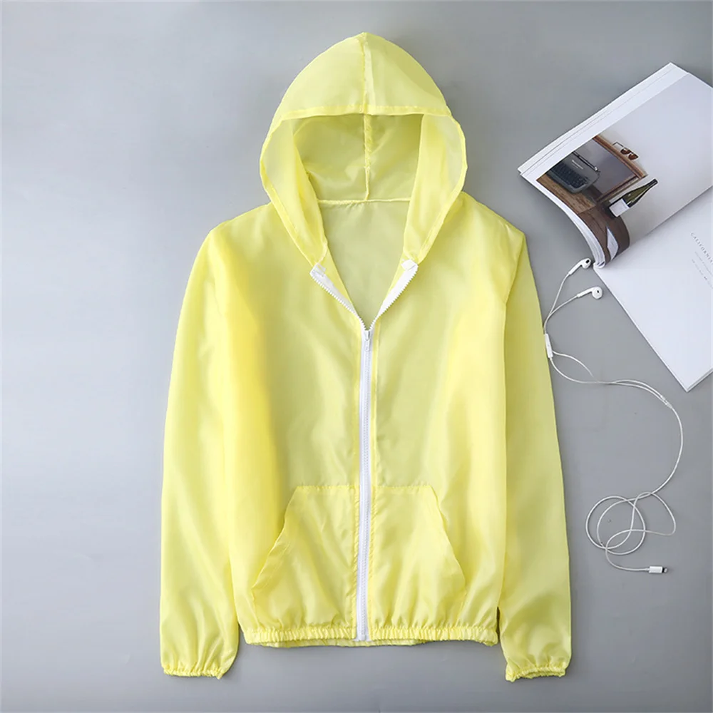 Summer Ice Silk Sunscreen Clothing Women's Solid Color Ultra-thin Breathable Quick-drying Outdoor Men's Waterproof Hooded Jacket