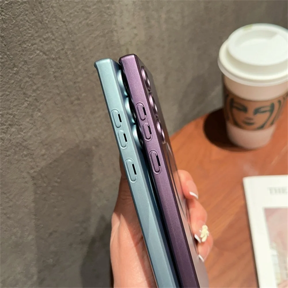 Elegant Metal-Tone Silicone MagSafe Phone Case – Premium Soft Cover