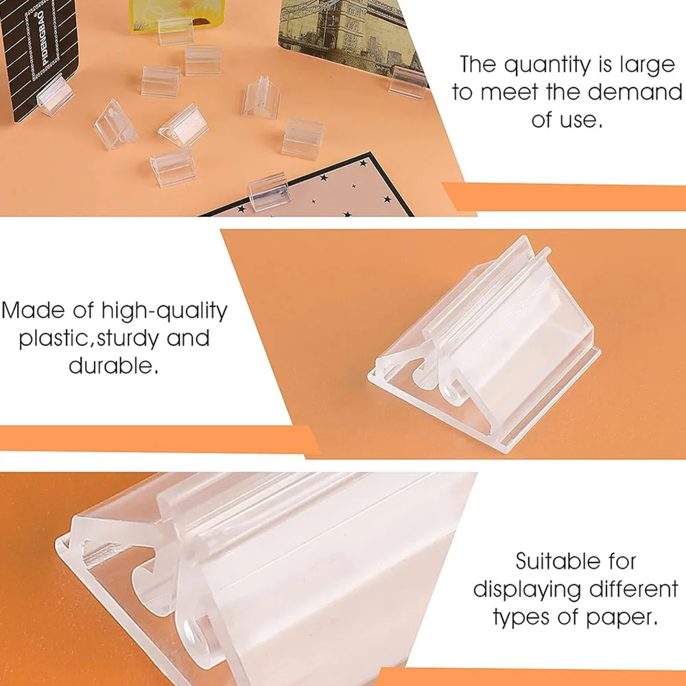 Place Card Holders 12/24/48Pcs Mini Clear Stands Place Card Holders Table Number Stands Card Base Stand For Table Photos Games Wedding Party Decor