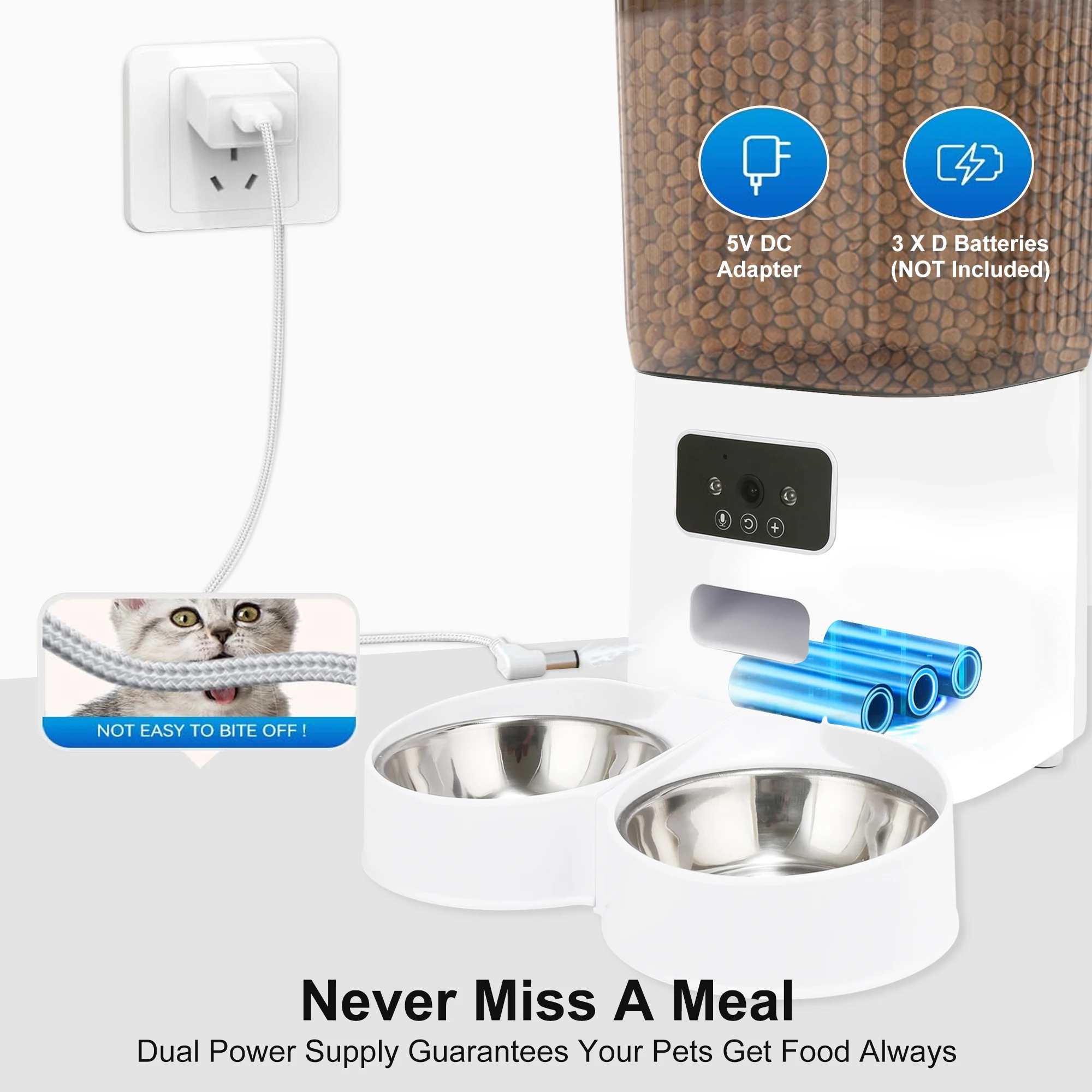 5l smart wifi app camera automatic pet feeder cat food dispenser video smart feeder for cats dogs pet dry food bowl