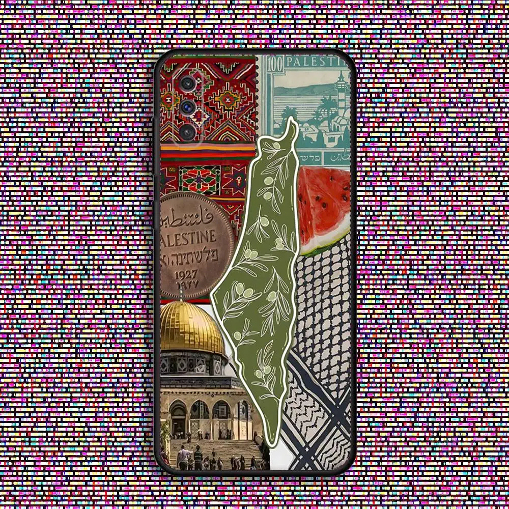 Palestinian Flag Map Black Soft Phone Case