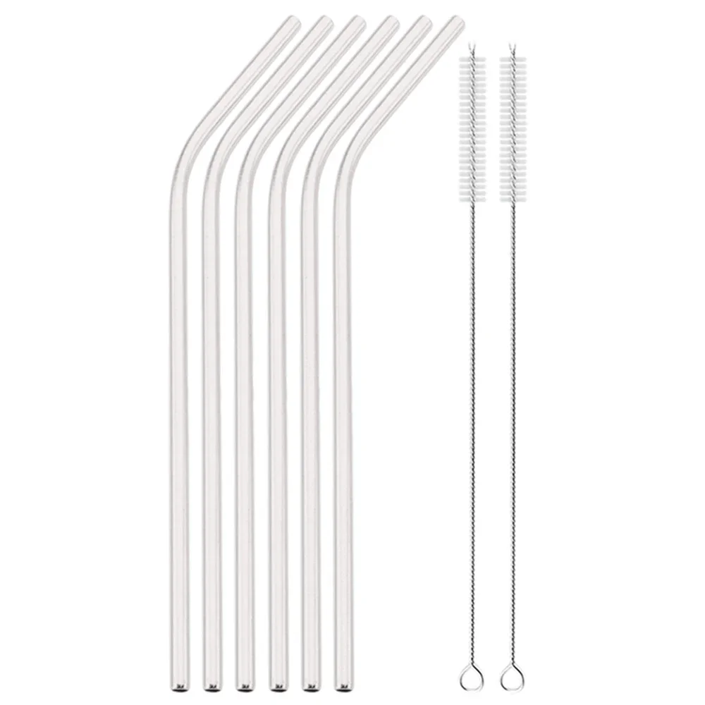 Silver Reusable Stainless Steel Drinking Straws Set with Cleaning Brush