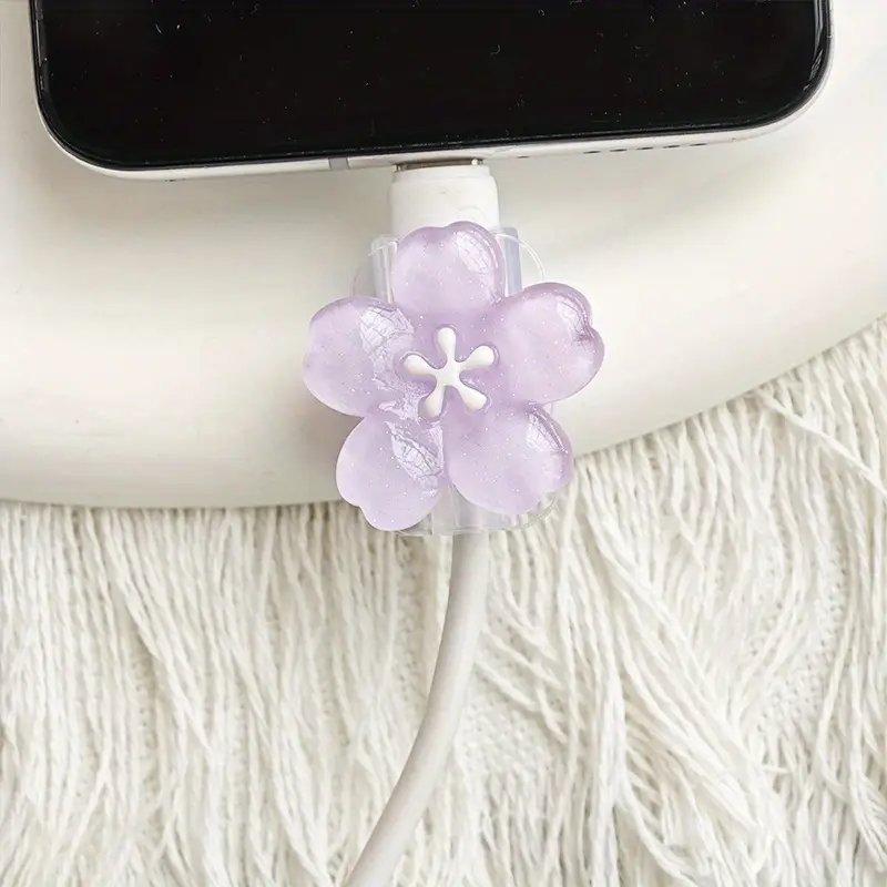 2pcs Cherry Blossom Cable Protector Cord Saver Sleeve Data Line Protection Kit For iPhone/Type-C Charging Interface - Image 6