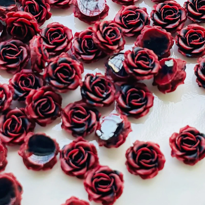 50 Pcs New Kawaii Cartoon Red Rose Flower Resin Flat Back Cartoon Scrapbook Abbellimenti Fai Da Te Bow Decor Accessori Artigianato