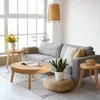 Farmhouse Round Coffee Table Set of 3, Boho Sofa Side Nesting Tables End Table Set with Wood Natural Finish for Living Room, 1