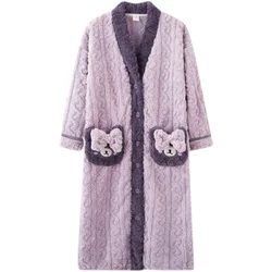 Kimono Cute Winter Warm Robes For Women Flannce Kawaii Sleepwear Fashion Sexy Nightwear Plus Size Long Bathrobe Girl Home servic