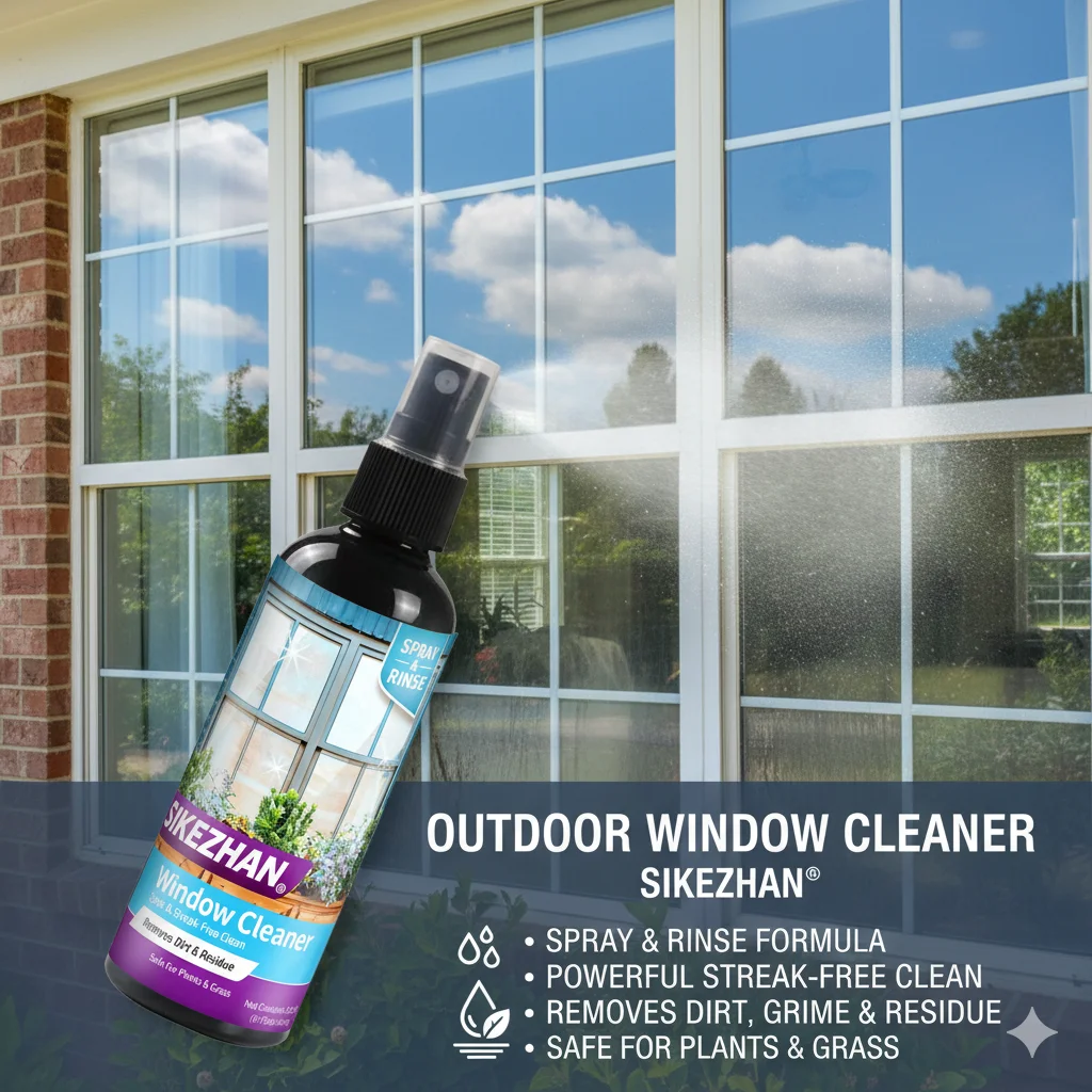Professional Outdoor Window Cleaner Spray - Streak-Free Glass Cleaning Solution for Home Office Garden Patio Surfaces