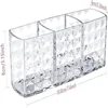 Acrylic Transparent Three Grid Cosmetic Storage Box Diamond Pattern Makeup Pen Eyebrow Pen Storage Box Desktop Pen Holder 6