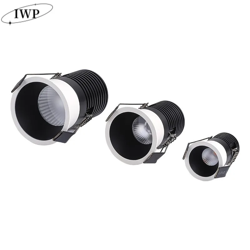 Led downlight, recessed ceiling spotlight, ceiling lamps LED Cupboard Ceiling Spot Lights Dimmable Recessed Anti Glare COB LED Downlights Ac110/220v Warm White for Living Room Bedroom