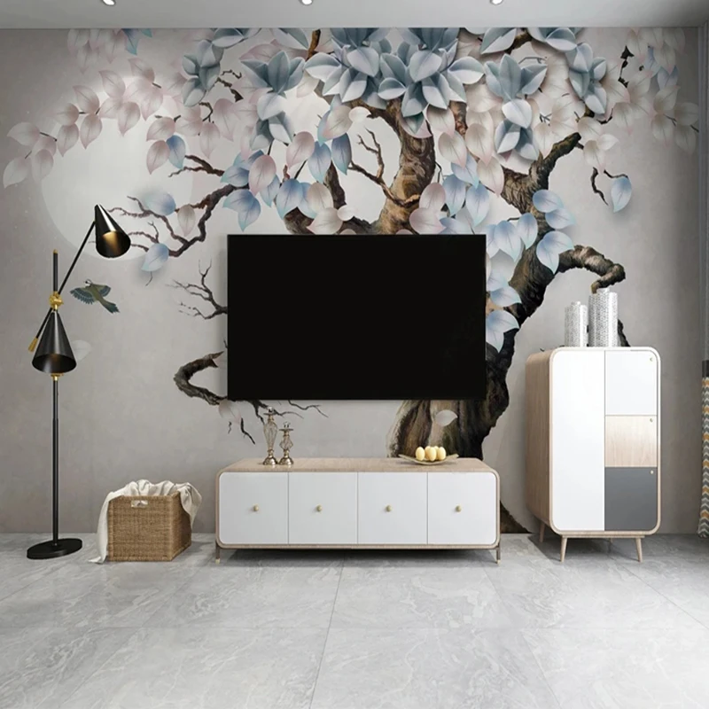 Custom 3D Mural Wallpaper Nordic Modern Relief Tree 3D Room Wall Paper Landscape Sofa TV Background Home Decor Wall Covering custom mural wallpaper 3d european three dimensional relief golden couple architectural background wall mural