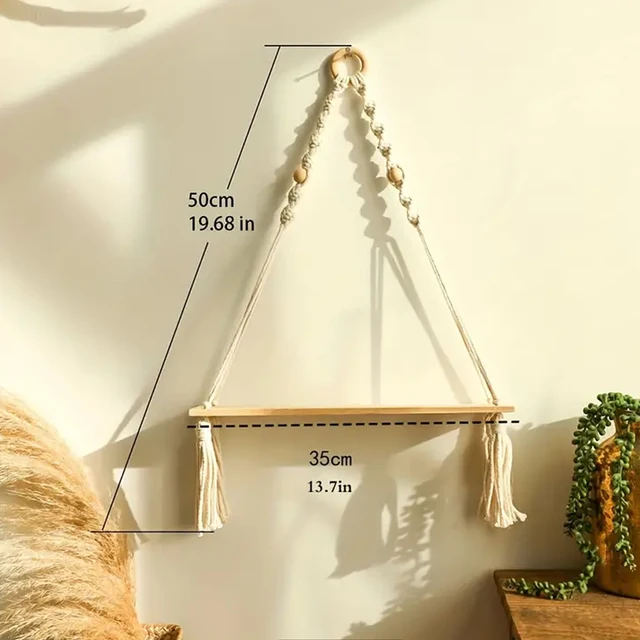 Boho Macrame Hanging Shelf 2