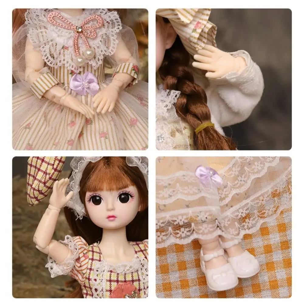 Plastic 30CM Movable Joint Doll Cute Princess Toy Safety Girl Dress Up Toys 3D Makeup Doll With Music Children 3