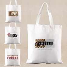 

Leopard Printing Shopping Bag Harajuku Fashion Tote Bag Eco Canvas Shoulder Bag Casual Shopper Bag Women Large-capacity Hand Bag