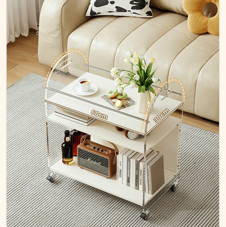 Sofa Edge Movable Living Room Small Coffee Table Creative Small Cart Luxury Bedside Side Cabinet Service 미니협탁 간이 테이블 짱구테이블