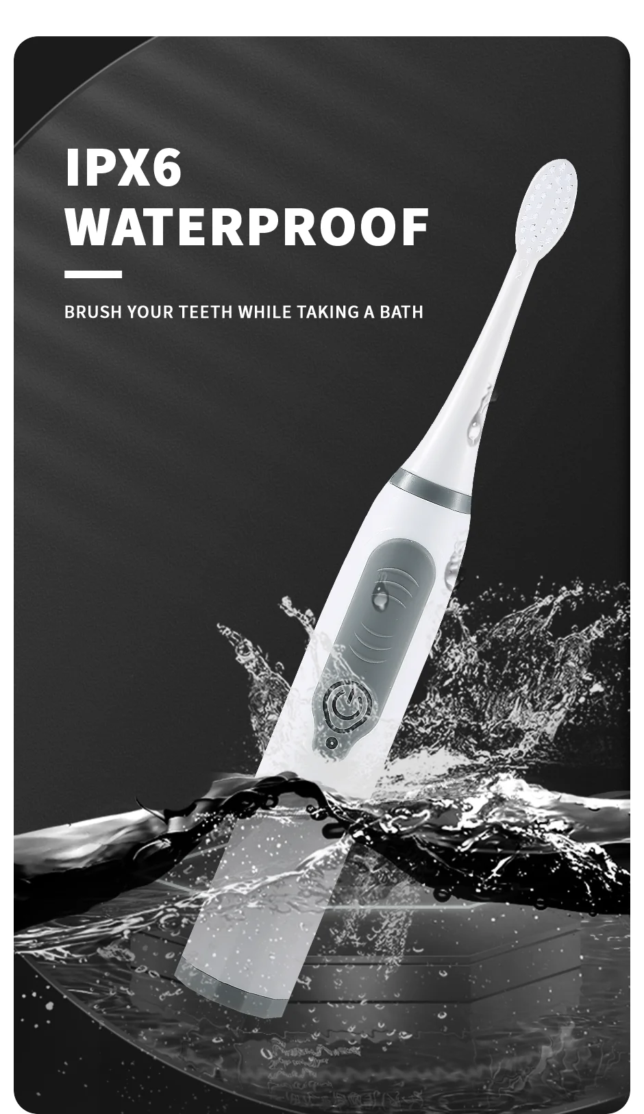 Description Picture 6 of itemJianpai Sonic Electric Toothbrush for Men and Women Adult Household Non Rechargeable Soft Hair IPX6 Waterproof
