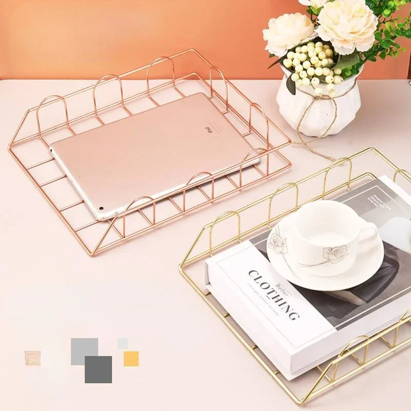 Multi-functional Iron Desk Organizer Storage Basket for Home Office Storage