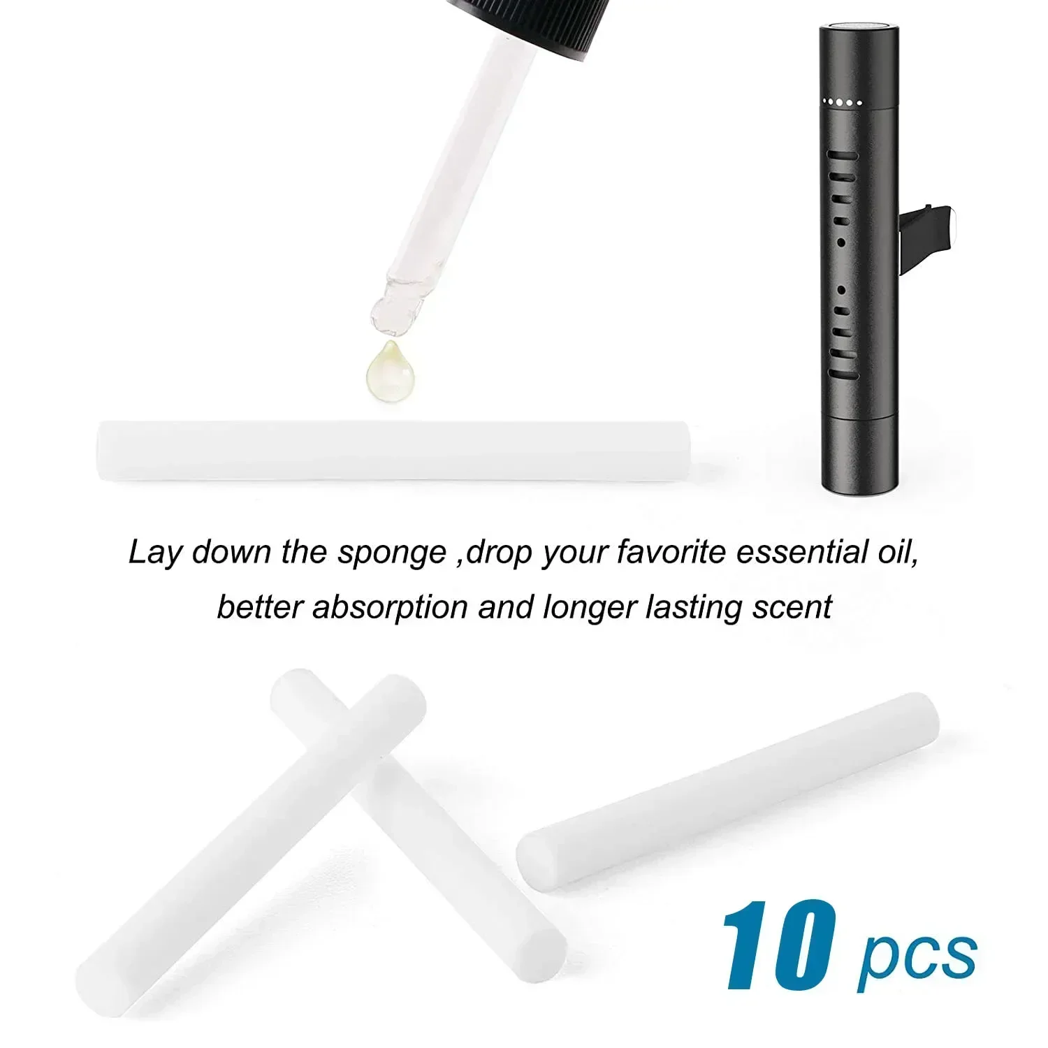 Car Air Freshener Car Fragrance Vent Clip Cylindrical Essential Oil Diffuser With 10 Refill Sticks