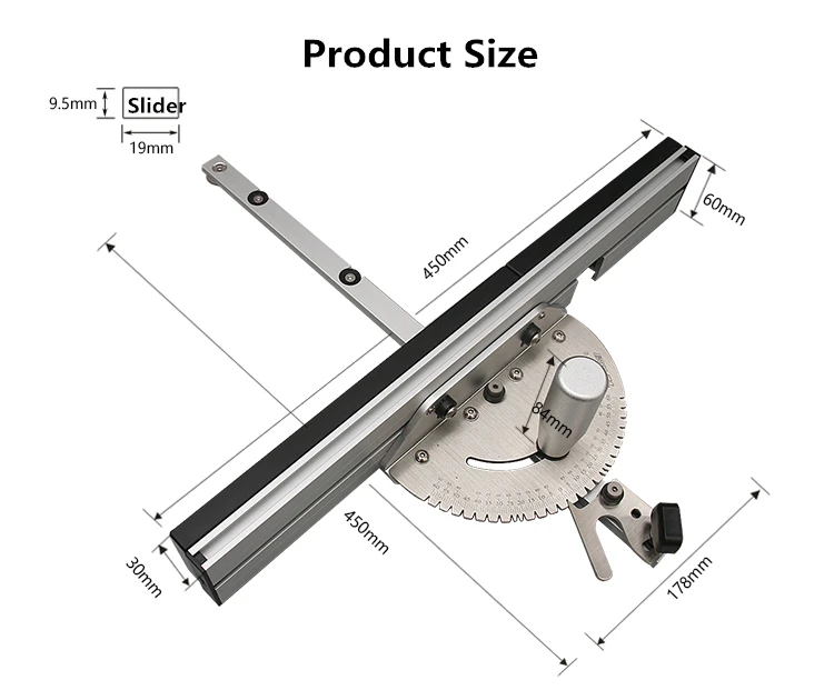 ENJOYWOOD Brass Handle 450mm 27 Angle Miter Gauge With Box Jiont Jig Track Stop Table Saw Router Miter Gauge Saw Assembly Ruler