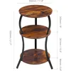 Small Round Side Table, 3-Tier Slim Waist Circular End Table with Storage Shelf, Compact Tea Sofa Table, 3